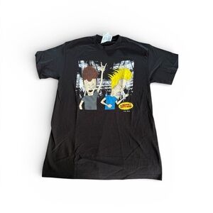 NWT 2011 MTV Sz M Beavis and Butthead Black Graphic Tee with Cartoon Print